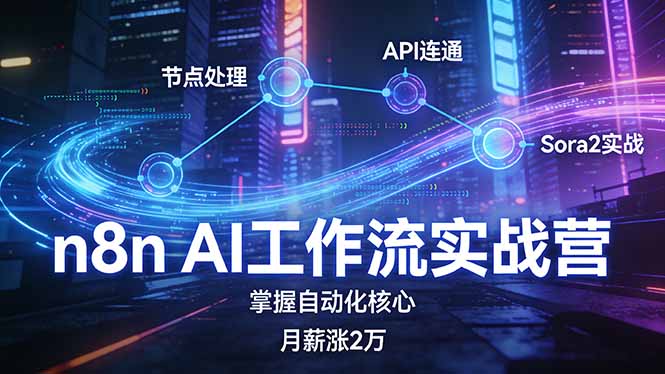 n8n AI工作流实战营，节点处理+API连通+Sora2实战，掌握自动化核心月薪涨2万-铜臭网