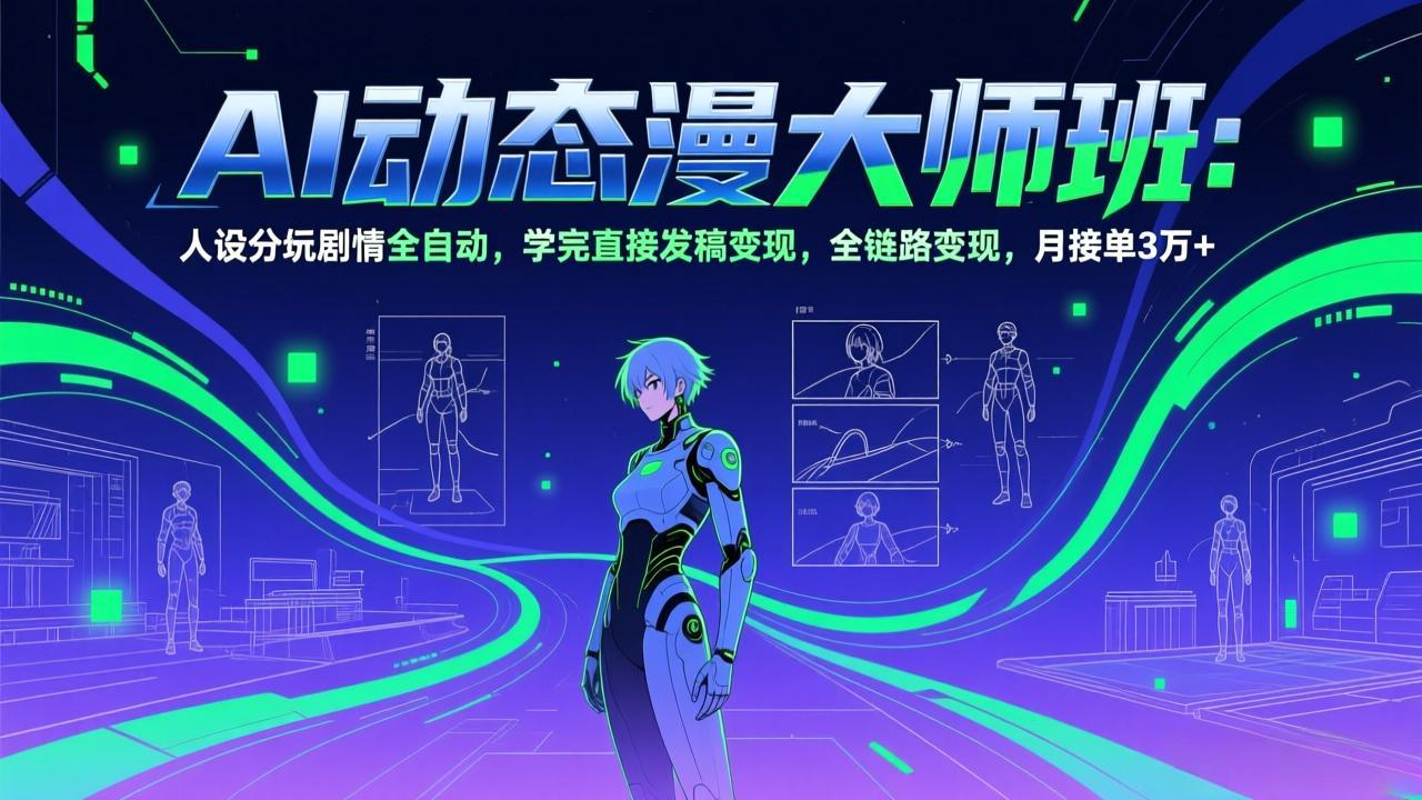 AI动态漫剧大师班：人设分镜剧情全自动，学完直接发稿变现，全链路变现，月接单3万+-铜臭网
