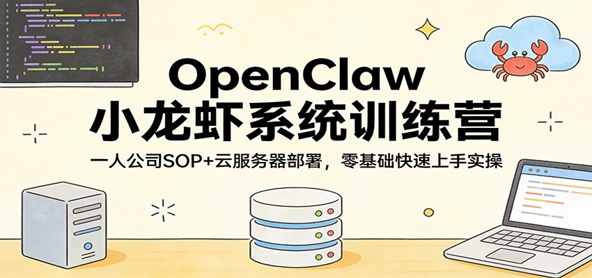 OpenClaw小龙虾系统训练营：一人公司SOP，云服务器部署，零基础快速上手实操-铜臭网
