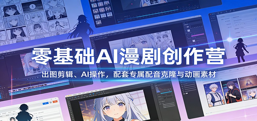 零基础AI漫剧创作营：出图剪辑、AI操作，配套专属配音克隆与动画素材-铜臭网
