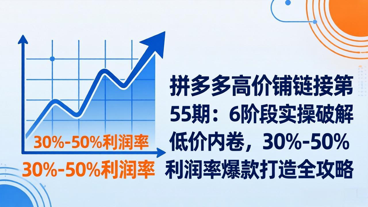 拼多多高价铺链接第55期：6阶段实操破解低价内卷，30%-50%利润率爆款打造全攻略-铜臭网