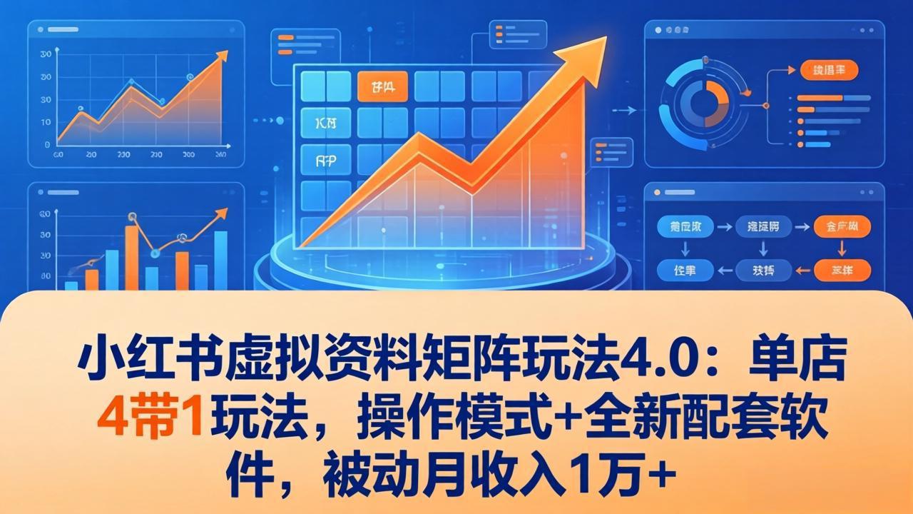小红书虚拟资料矩阵玩法4.0:单店4带1玩法,操作模式+全新配套软件,被动月收入1万+-铜臭网