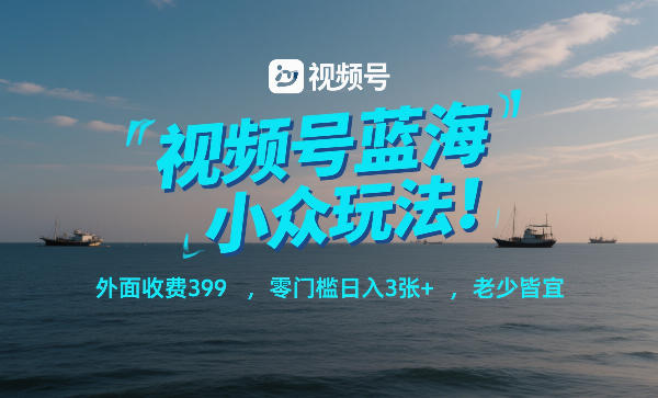 视频号蓝海小众玩法！外面收费399，零门槛日入3张+，老少皆宜-铜臭网
