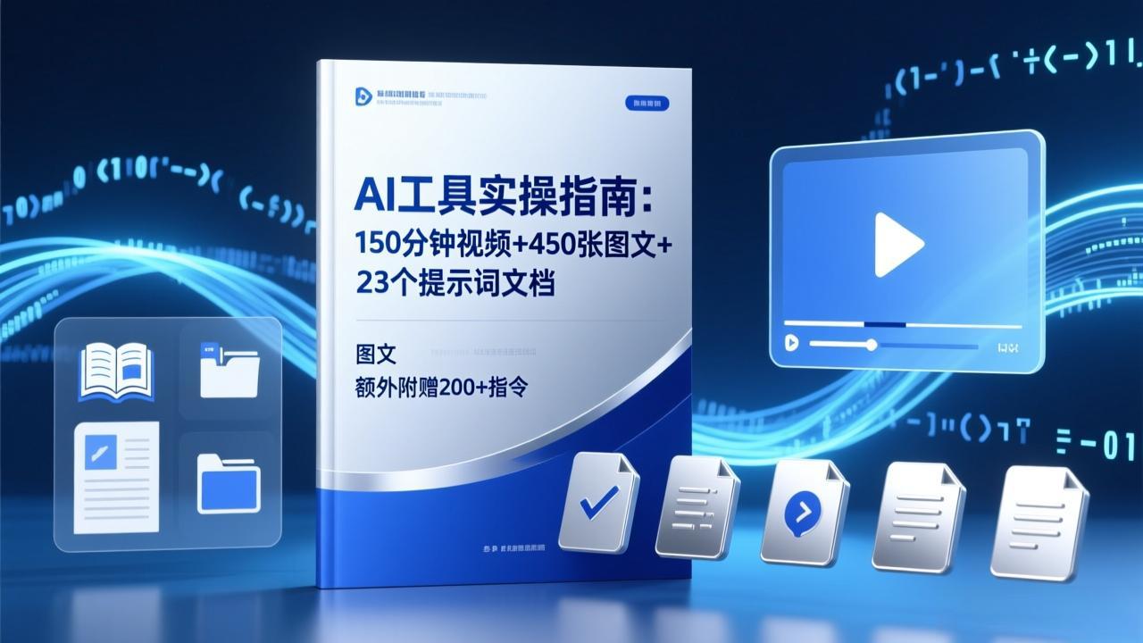 AI工具实操指南：150分钟视频+450张图文+23个提示词文档，额外附赠200+指令-铜臭网