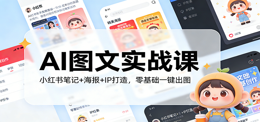 AI图文实战课：小红书笔记+海报+IP打造，零基础一键出图-铜臭网