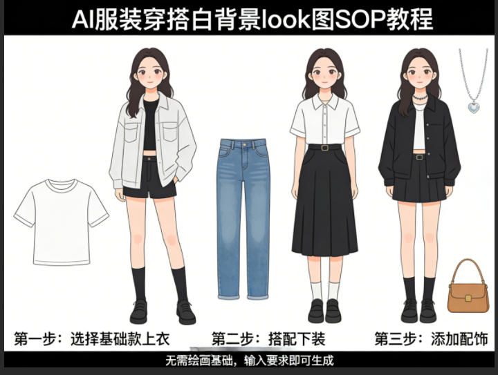 AI服装穿搭白背景look图SOP教程，不用会画画，提几句具体要求，AI就能还你一个奇迹-铜臭网
