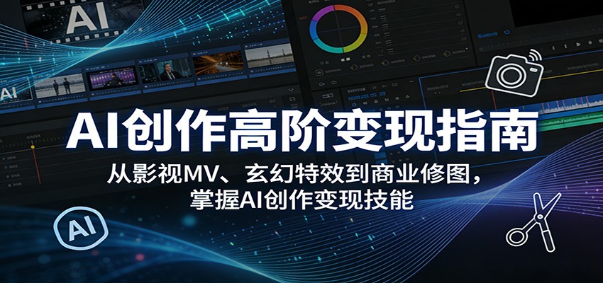 AI创作高阶变现指南：从影视MV、玄幻特效到商业修图，掌握AI创作变现技能-铜臭网