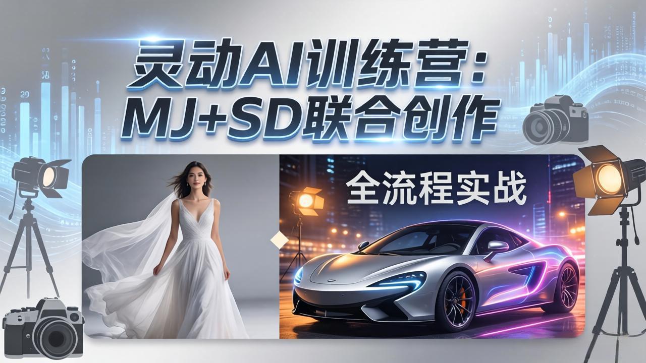 灵动AI训练营-3.0课程：MJ+SD联合创作，从婚纱大片到汽车广告，摄影后期全流程实战-铜臭网