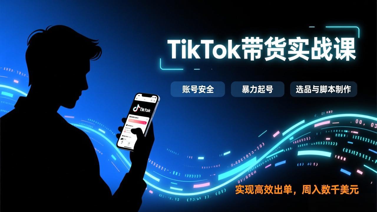 TikTok带货实战课，涵盖账号安全、暴力起号、选品与脚本制作，实现高效出单，周入数千美元-铜臭网