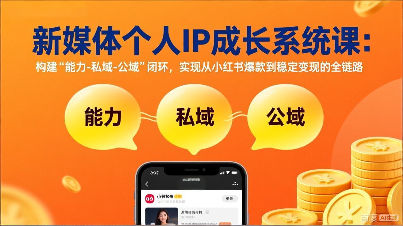 新媒体个人IP成长系统课-更新：构建“能力-私域-公域”闭环，实现从小红书爆款到稳定变现-铜臭网