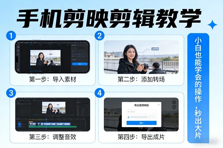 手机剪映剪辑教学，小白也能学会的操作，秒出大片-铜臭网