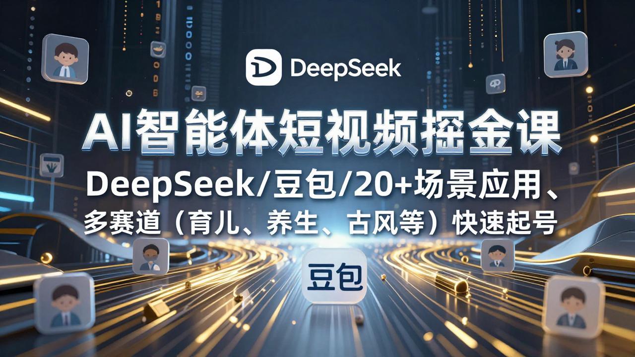 AI智能体短视频掘金课，DeepSeek/豆包/20+场景应用、多赛道(育儿、养生、古风等-铜臭网
