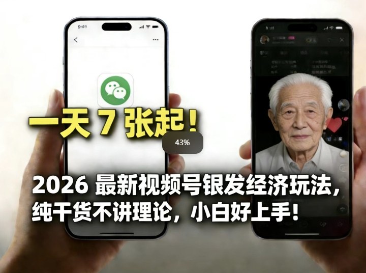 2026最新视频号银发经济玩法，轻松每天7张起，小白也可做-铜臭网