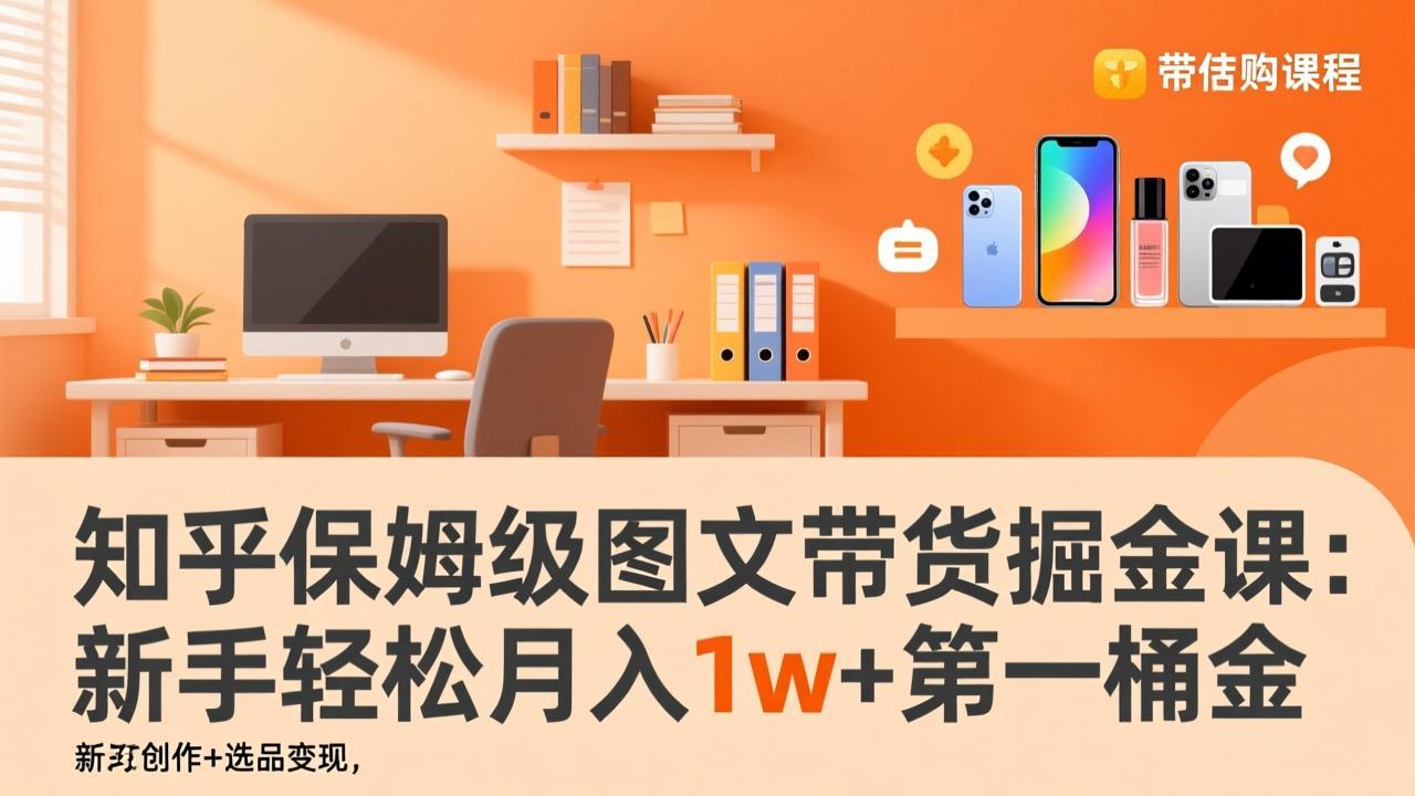知乎保姆级图文带货掘金课：账号打造+爆文创作+选品变现，新手轻松月入1w+第一桶金-铜臭网