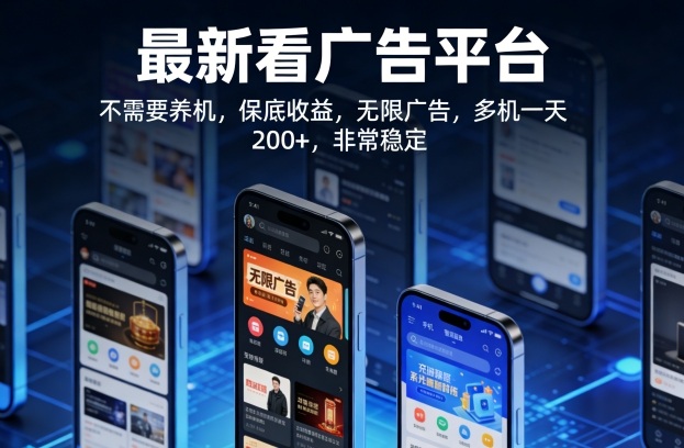 最新看广告平台，不需要养机，保底收益，无限广告，多机一天200+，非常稳定【揭秘】-铜臭网