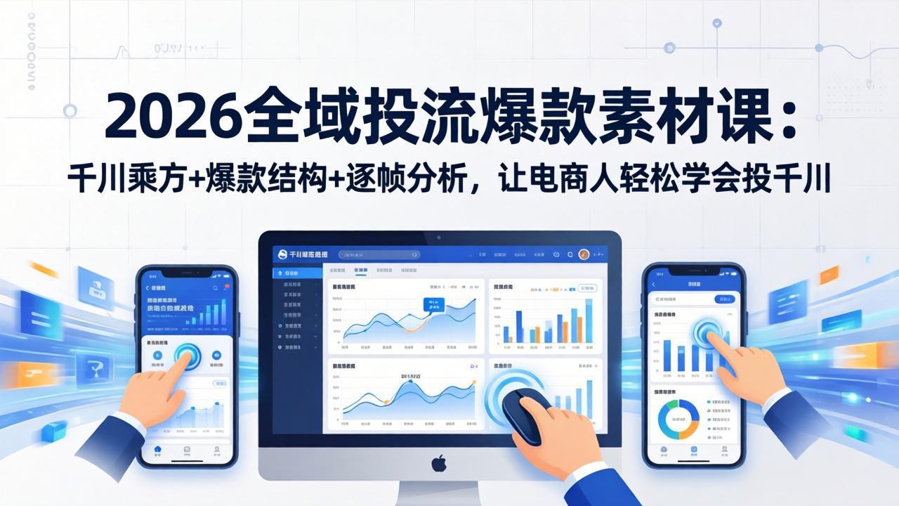 2026全域投流爆款素材课：千川乘方+爆款结构+逐帧分析，让电商人轻松学会投千川-铜臭网
