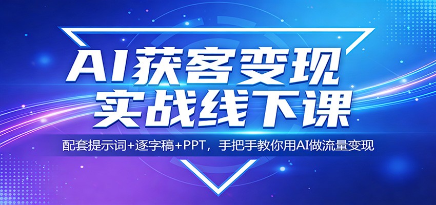 AI获客变现实战线下课：配套提示词+逐字稿+PPT，手把手教你用AI做流量变现-铜臭网