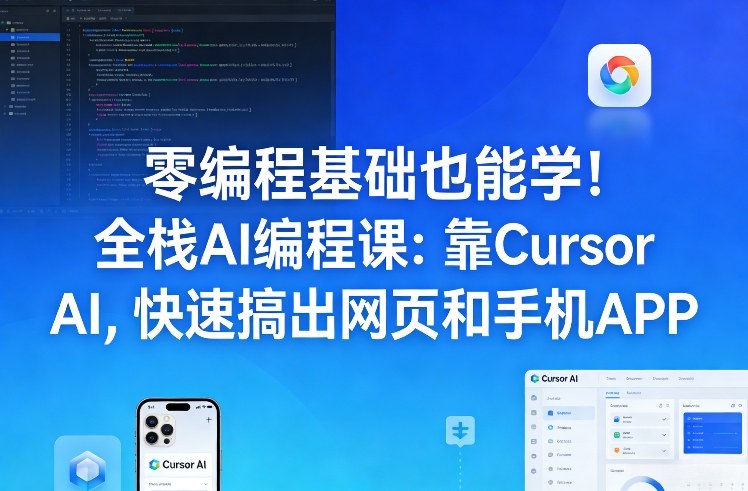 零编程基础也能学!全栈AI编程课:靠Cursor AI,快速搞出网页和手机APP-铜臭网