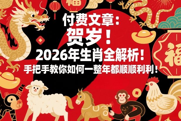 付费文章：贺岁！2026年生肖全解析！手把手教你如何一整年都顺顺利利！-铜臭网