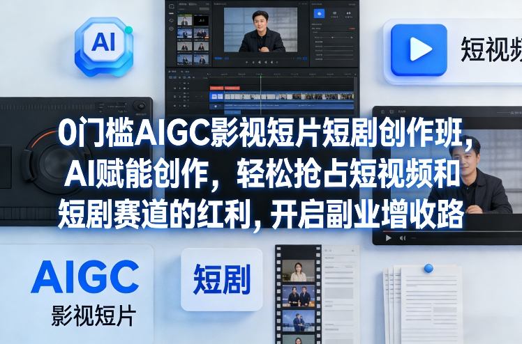 0门槛AIGC影视短片短剧创作班，AI赋能创作，轻松抢占短视频和短剧赛道的红利，开启副业增收路-铜臭网
