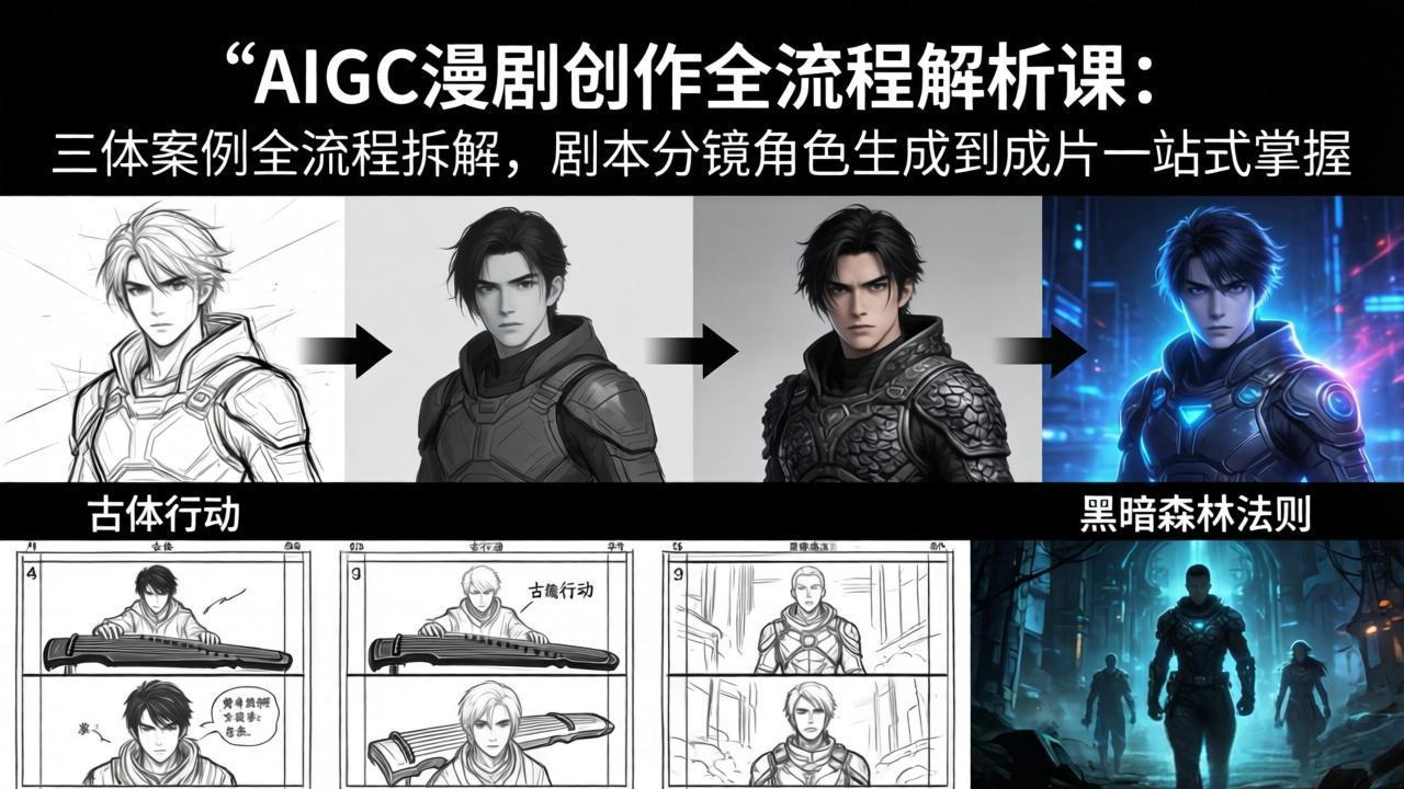 AIGC漫剧创作全流程解析课：三体案例全流程拆解，剧本分镜角色生成到成片一站式掌握-铜臭网