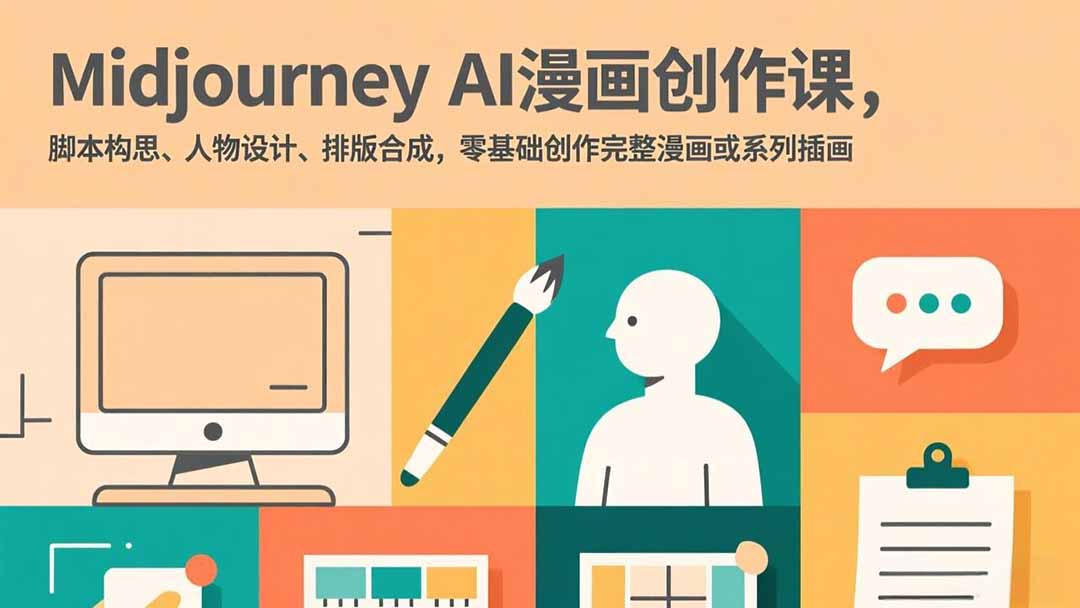 Midjourney AI漫画创作课,脚本构思、人物设计、排版合成,零基础创作完整漫画或系列插画-铜臭网