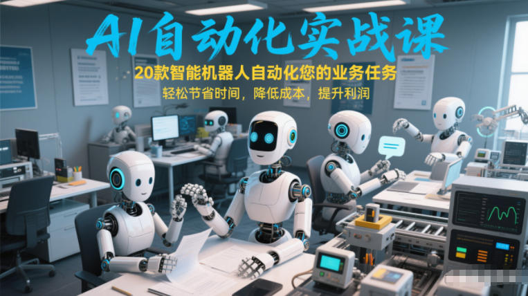 AI自动化实战课：20款智能机器人自动化您的业务任务，轻松节省时间，降低成本，提升利润-铜臭网