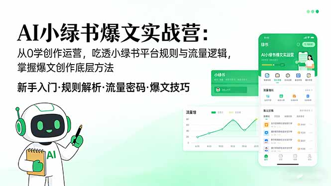 AI 小绿书爆文实战营:从0学创作运营,吃透小绿书平台规则与流量逻辑,掌握爆文创作底层方法-铜臭网