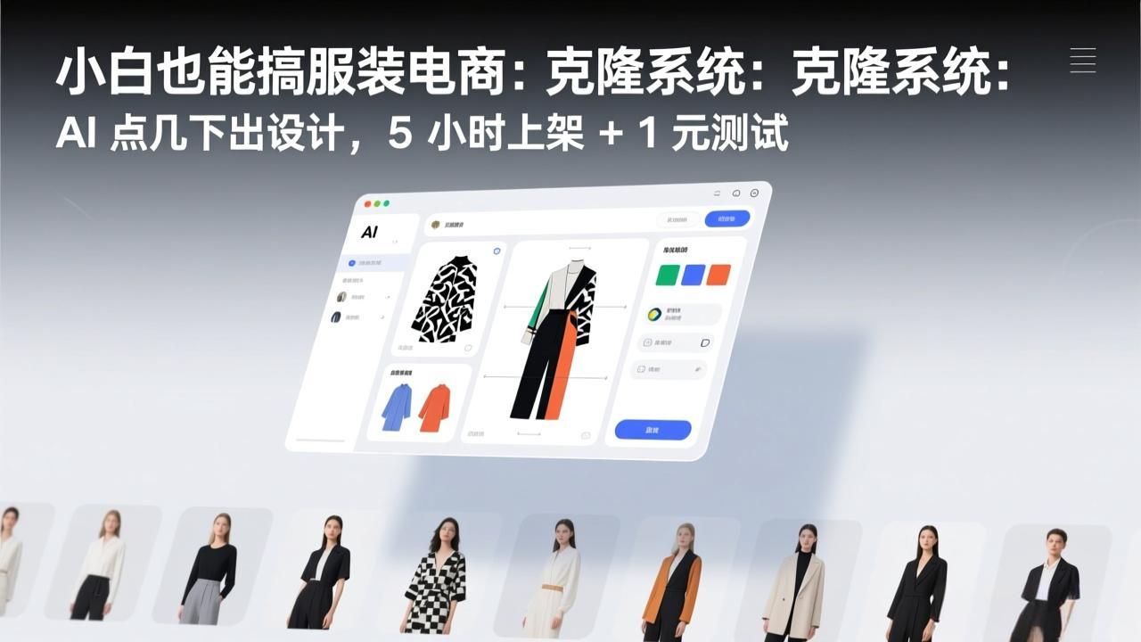 小白也能搞服装电商：克隆系统：AI 点几下出设计，5 小时上架 + 1 元测试-铜臭网