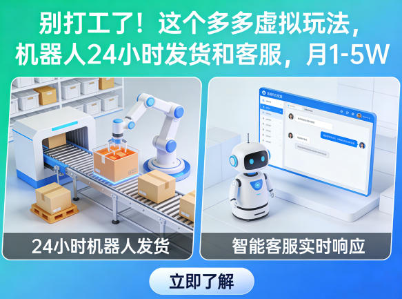 别打工了！这个多多虚拟玩法，机器人24小时发货和客服，月1-5W【揭秘】-铜臭网