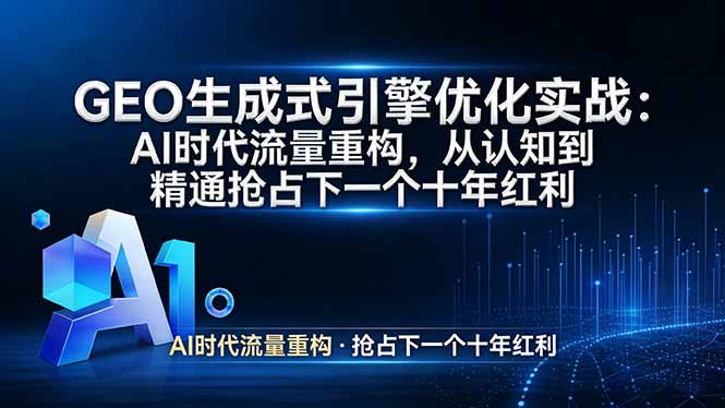GEO 生成式引擎优化实战：AI时代流量重构，从认知到精通抢占下一个十年红利-铜臭网