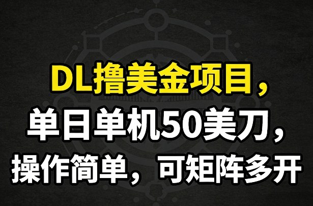 DL撸美金项目，单日单机50美刀，操作简单，可矩阵多开-铜臭网