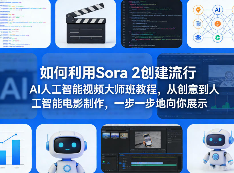 如何利用Sora 2创建流行AI人工智能视频大师班教程，从创意到人工智能电影制作，一步一步地向你展示-铜臭网