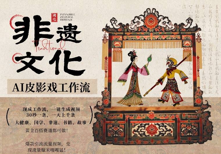 AI一键生成民俗文化非遗皮影戏视频，一刀不剪无需剪辑，30S一条，一天上百条，流量财富嘎嘎猛-铜臭网