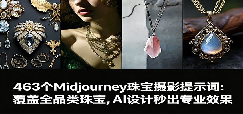 463个Midjourney珠宝摄影提示词：覆盖全品类珠宝，AI设计秒出专业效果-铜臭网