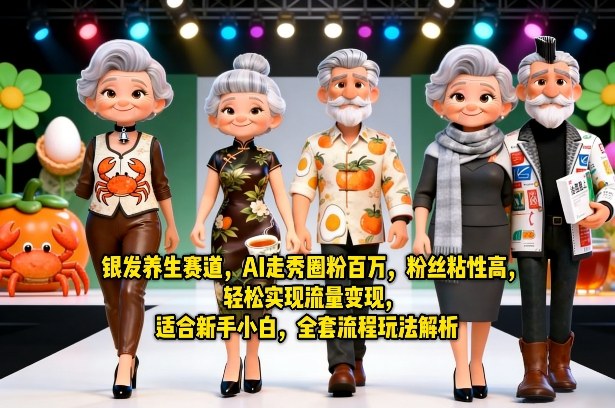 银发养生赛道,AI走秀圈粉百万,粉丝粘性高,轻松实现流量变现,适合新手小白,全套流程玩法解析-铜臭网