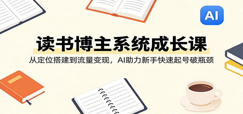 读书博主系统成长课：从定位搭建到流量变现，AI助力新手快速起号破瓶颈-铜臭网