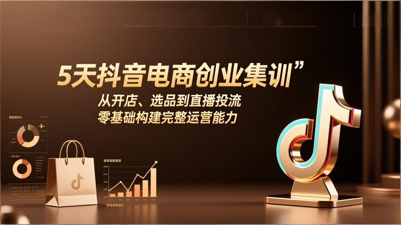 5天抖音电商创业集训：从开店、选品到直播投流，零基础构建完整运营能力-铜臭网