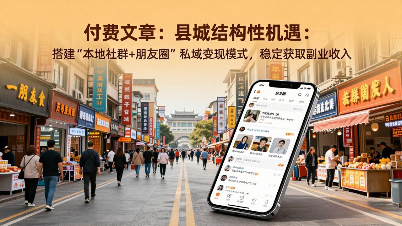 付费文章:县城结构性机遇:搭建“本地社群+朋友圈”私域变现模式,稳定获取副业收入-铜臭网