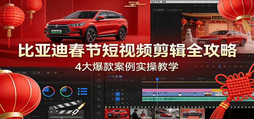 比亚迪春节短视频剪辑全攻略，4大爆款案例实操教学-铜臭网