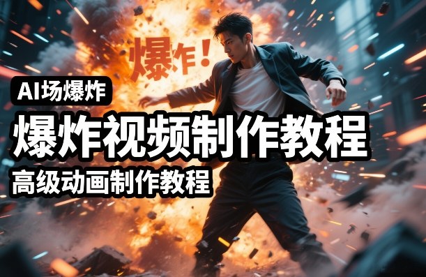 AI场景爆炸视频制作教程，利用人物实拍视频制作出高级的动画特效-铜臭网