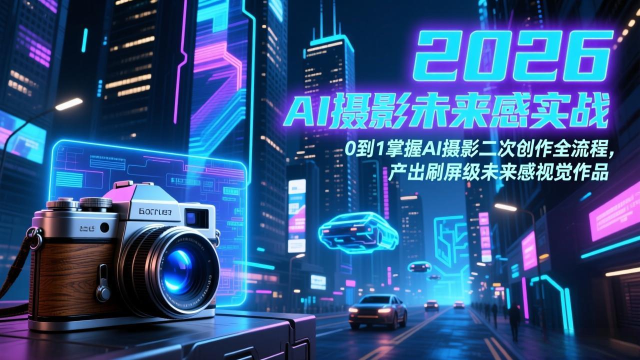 2026 AI摄影未来感实战：0到1掌握AI摄影二次创作全流程，产出刷屏级未来感视觉作品-铜臭网