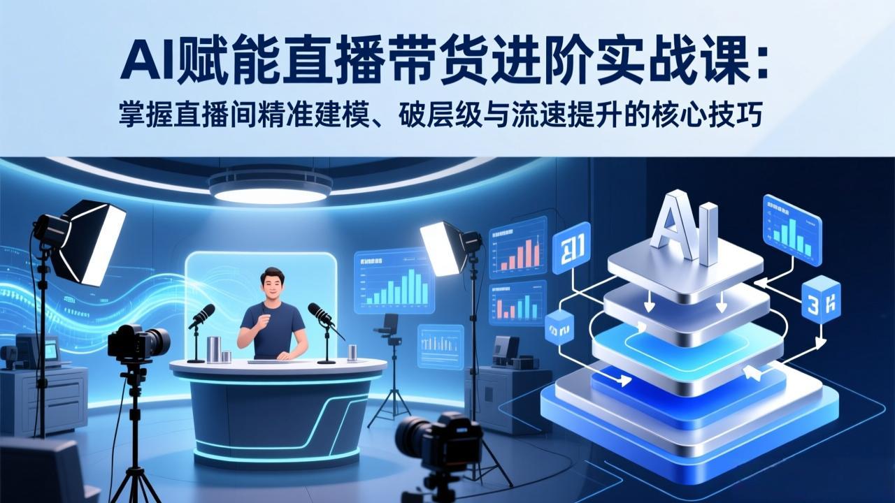 AI赋能直播带货进阶实战课：掌握直播间精准建模、破层级与流速提升的核心技巧-铜臭网