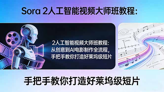 Sora 2人工智能视频大师班教程:从创意到AI电影制作全流程,手把手教你打造好莱坞级短片-铜臭网
