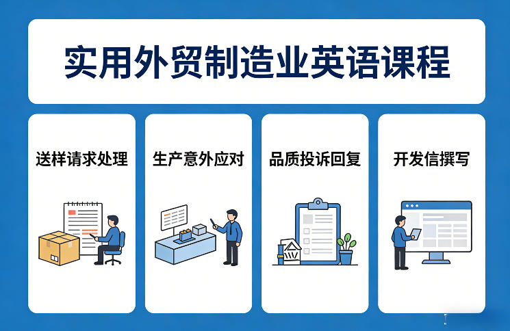 实用外贸制造业英语课程，教你专业处理送样请求、应对生产意外、回复品质投诉、撰写开发信等-铜臭网