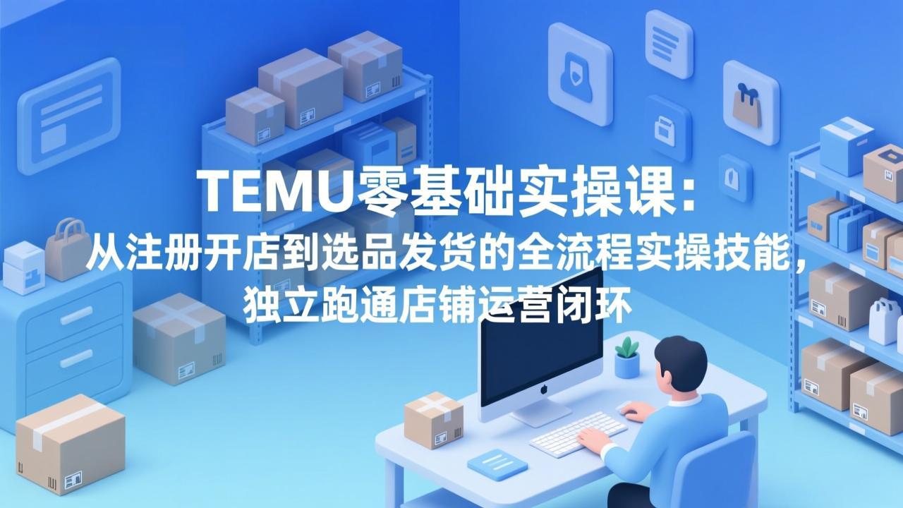 TEMU零基础实操课：从注册开店到选品发货的全流程实操技能，独立跑通店铺运营闭环-铜臭网