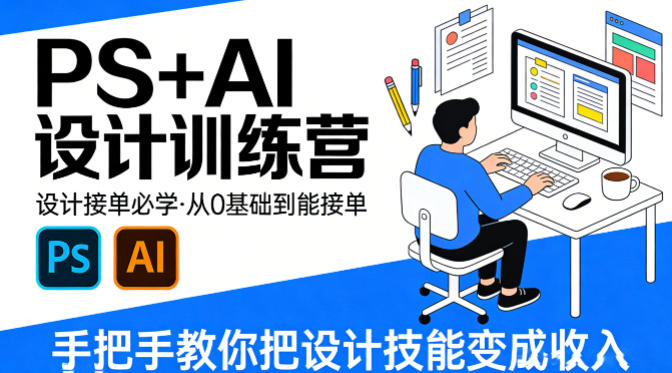 设计接单必学，PS+AI设计训练营，从0基础到能接单，手把手教你把设计技能变成收入-铜臭网