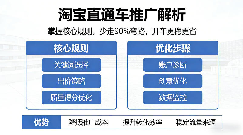 淘宝直通车推广解析，掌握核心规则，少走90%弯路，开车更稳更省-铜臭网
