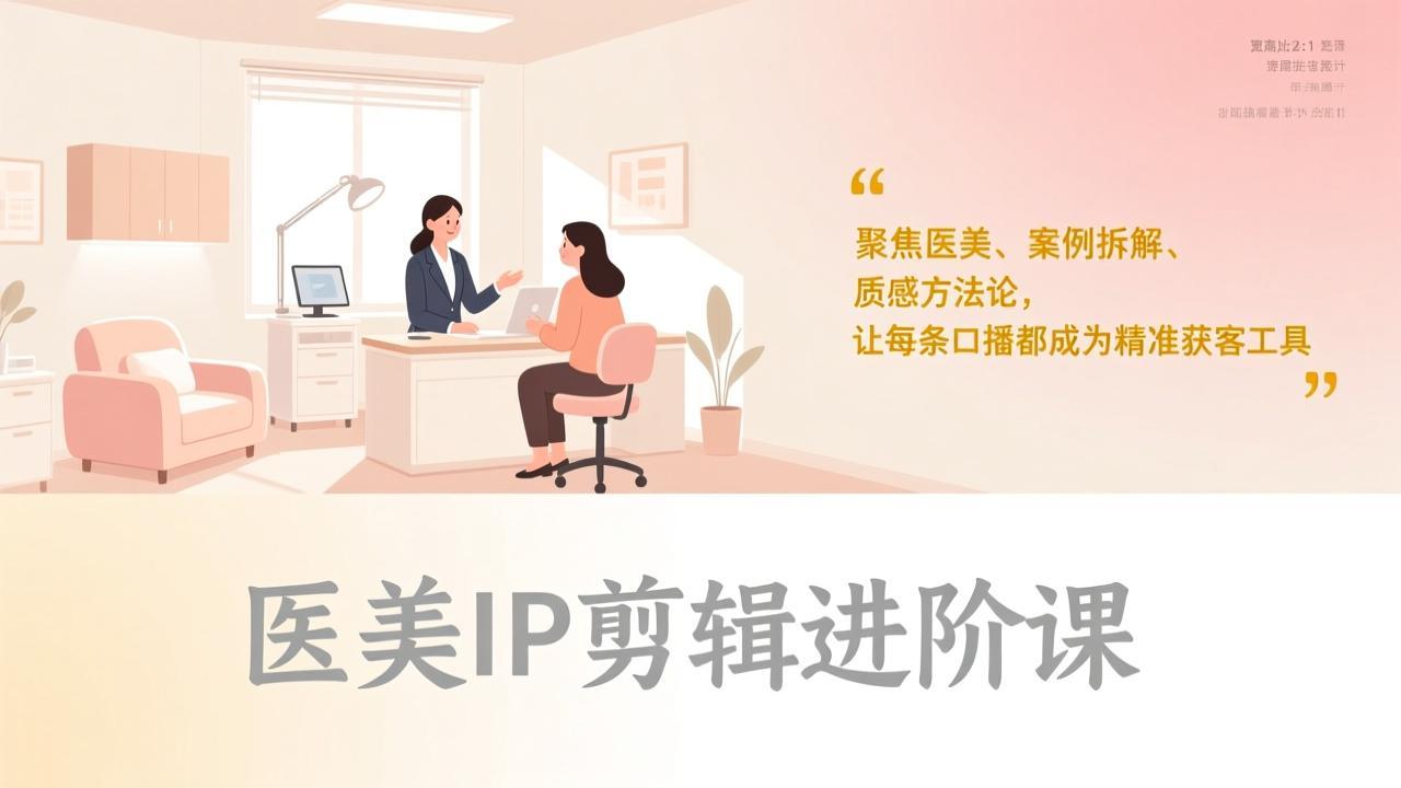 医美IP剪辑进阶课，聚焦医美、案例拆解、质感方法论，让每条口播都成为精准获客工具-铜臭网