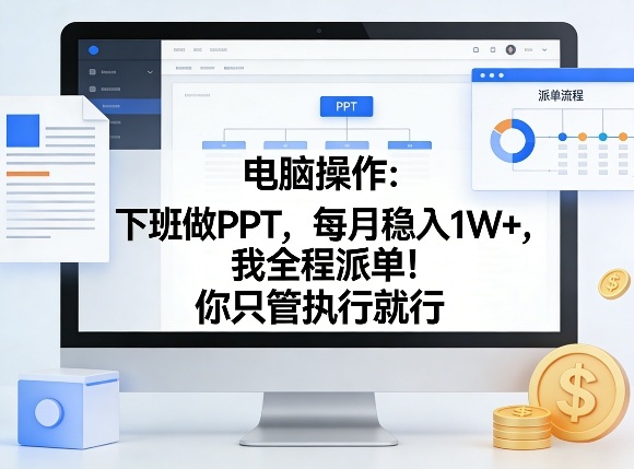 电脑操作：下班做PPT，每月稳入1W+，我全程派单！你只管执行就行【揭秘】-铜臭网